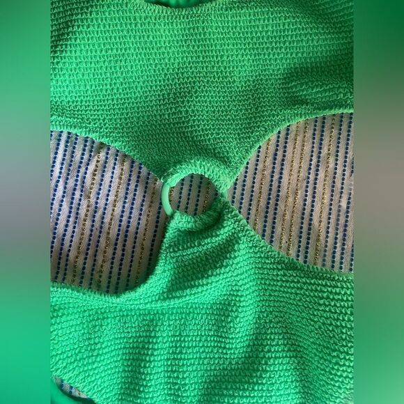 Pacsun La Hearts Small Neon Green Terry Cloth One Piece Halter Swimsuit Costume - Picture 5 of 8